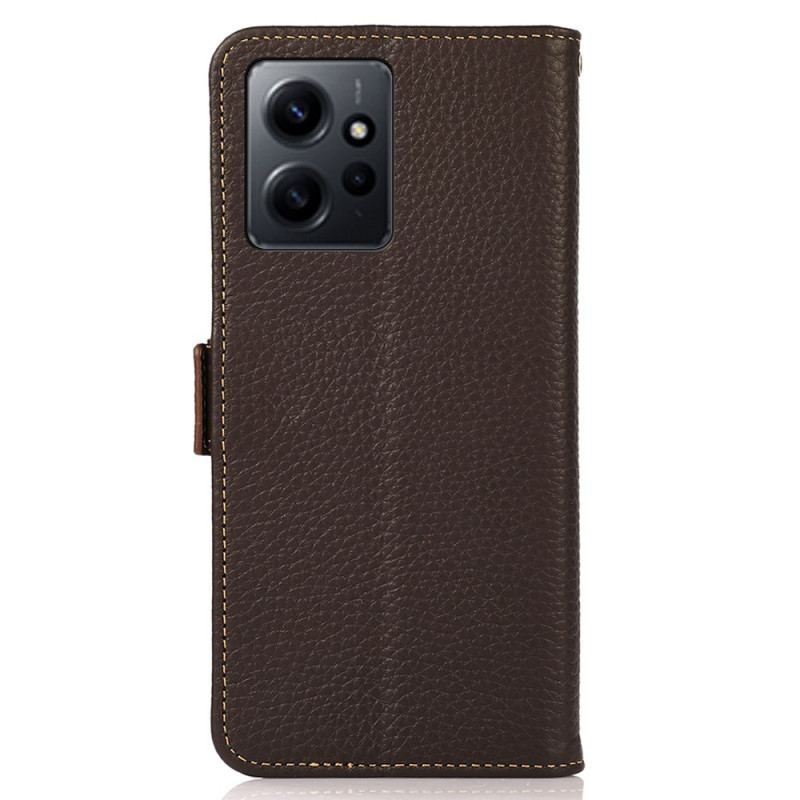 Capa De Couro Para Xiaomi Redmi Note 12 4G Couro De Lichia Khazneh Rfid