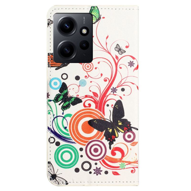 Capa De Couro Para Xiaomi Redmi Note 12 4G Lindas Borboletas