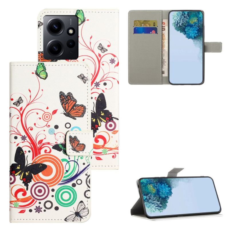 Capa De Couro Para Xiaomi Redmi Note 12 4G Lindas Borboletas