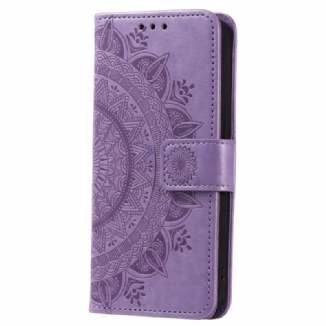 Capa De Couro Para Xiaomi Redmi Note 12 4G Mandala Sol Com Cordão