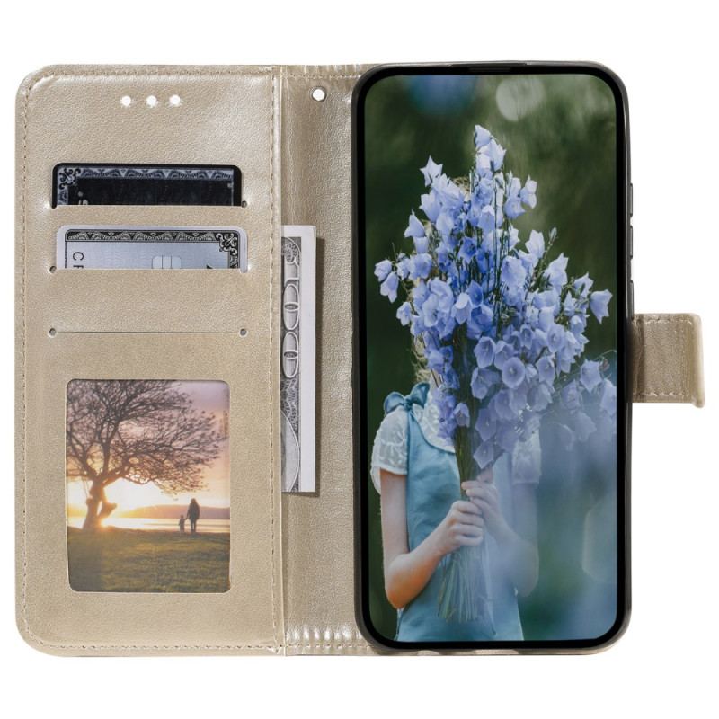 Capa De Couro Para Xiaomi Redmi Note 12 4G Mandala Sol Com Cordão