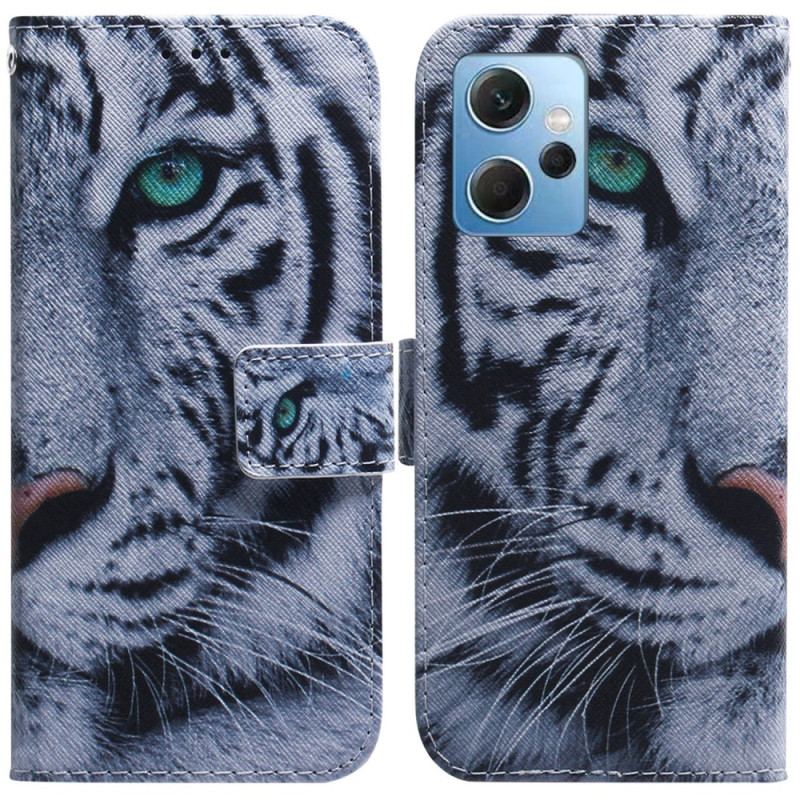 Capa De Couro Para Xiaomi Redmi Note 12 4G Tigre Branco