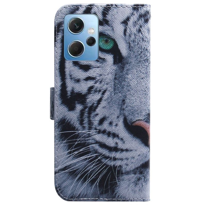 Capa De Couro Para Xiaomi Redmi Note 12 4G Tigre Branco