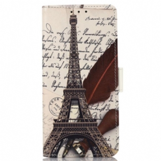 Capa De Couro Para Xiaomi Redmi Note 12 4G Torre Eiffel Do Poeta