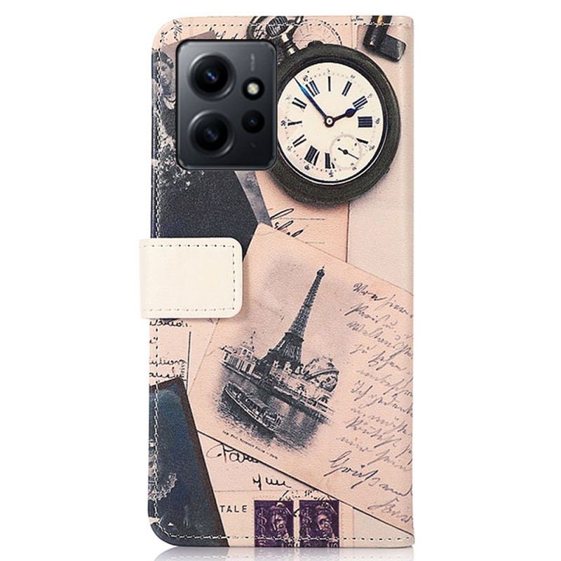 Capa De Couro Para Xiaomi Redmi Note 12 4G Torre Eiffel Do Poeta