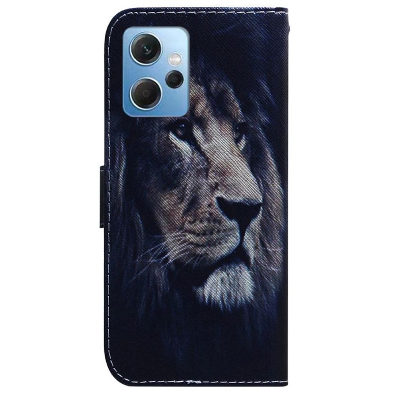 Capa Em Pele Para Xiaomi Redmi Note 12 4G Leão Sonhador