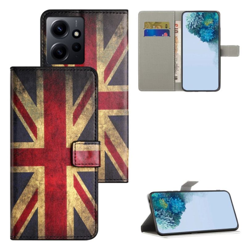 Capa Flip Para Xiaomi Redmi Note 12 4G Bandeira Inglesa