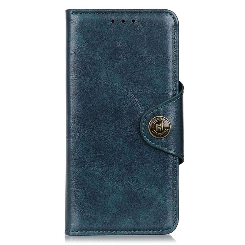 Capa Flip Para Xiaomi Redmi Note 12 4G Botão De Imitação De Couro Envernizado Khazneh