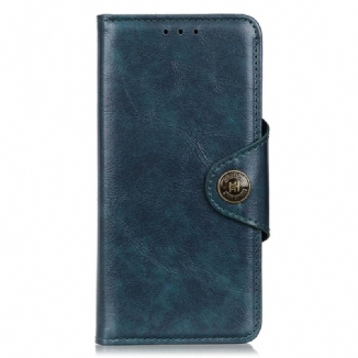 Capa Flip Para Xiaomi Redmi Note 12 4G Botão De Imitação De Couro Envernizado Khazneh