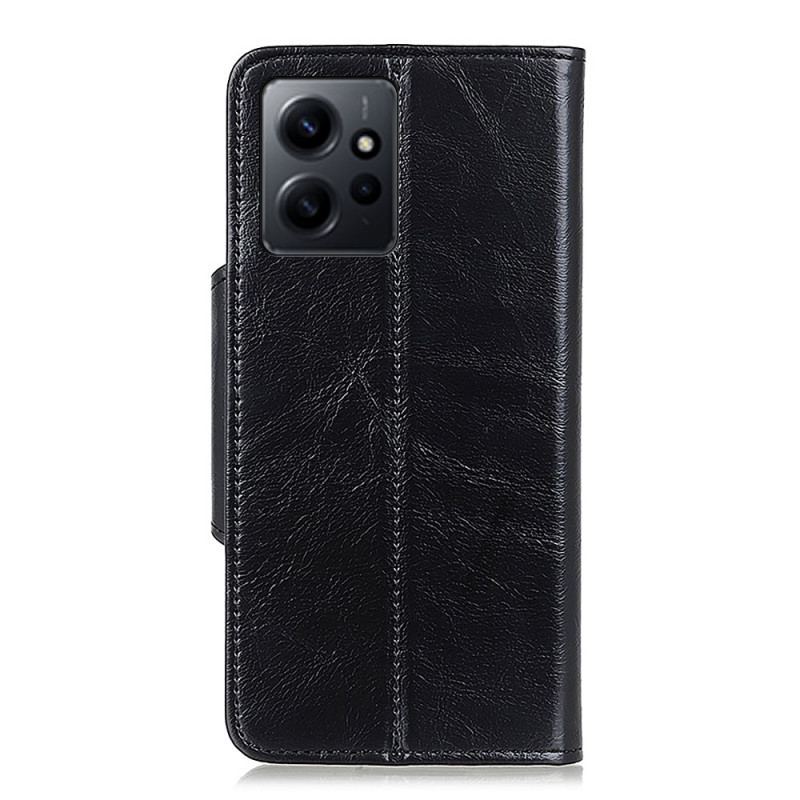 Capa Flip Para Xiaomi Redmi Note 12 4G Botão De Imitação De Couro Envernizado Khazneh