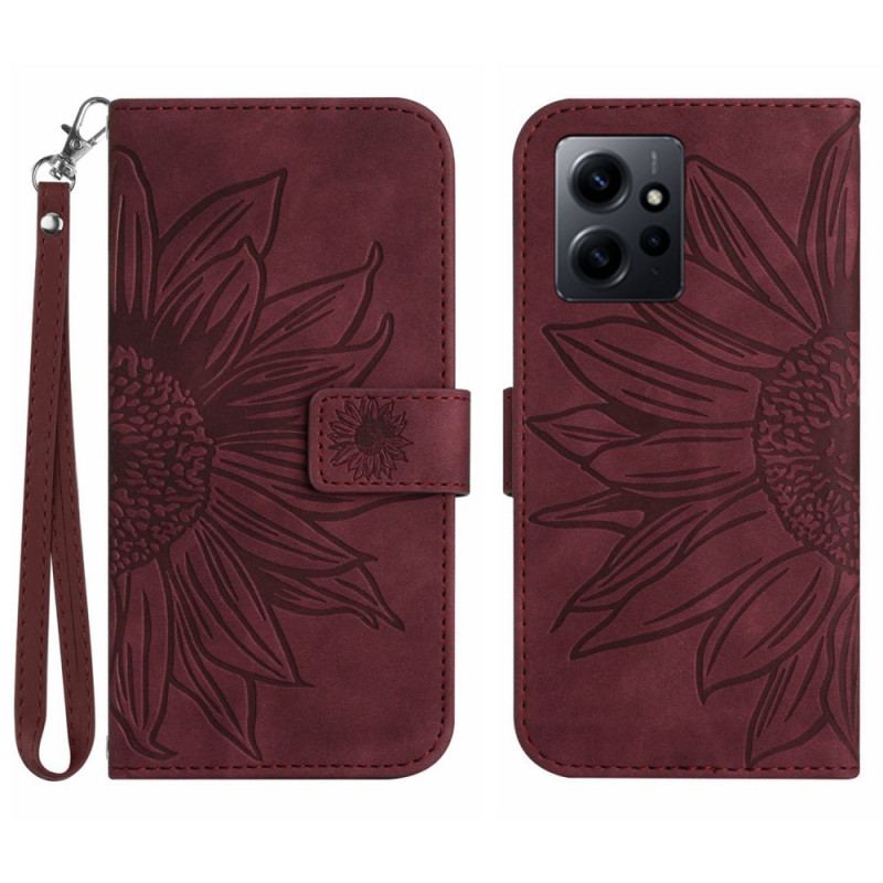 Capa Flip Para Xiaomi Redmi Note 12 4G De Cordão Girassol Strappy