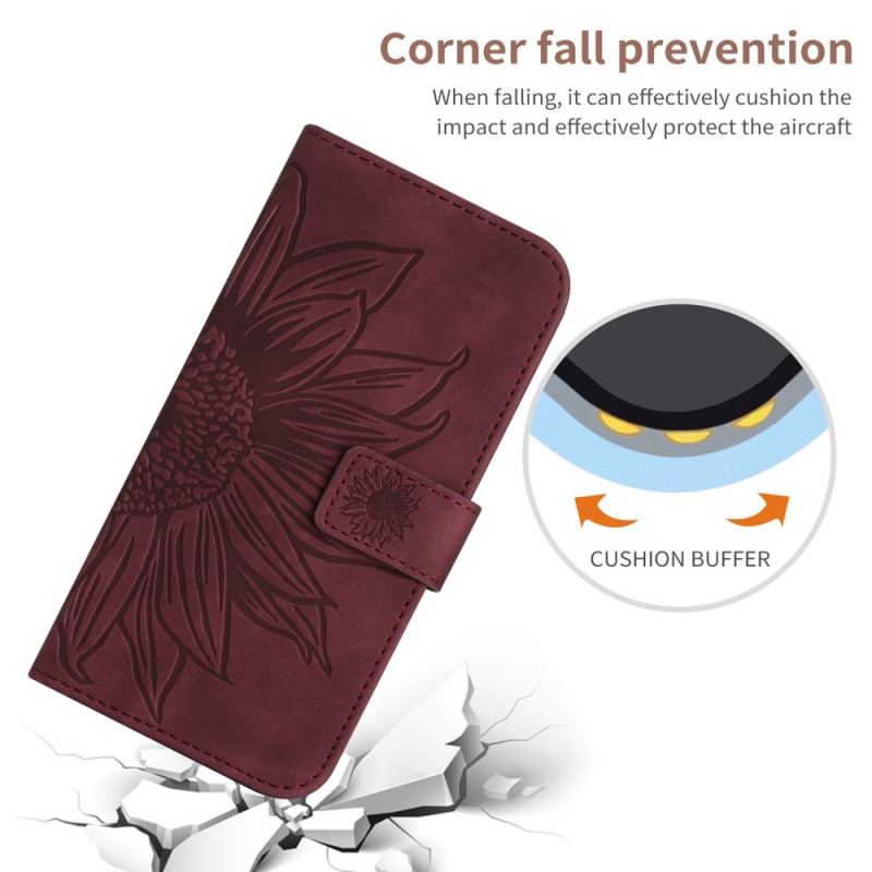 Capa Flip Para Xiaomi Redmi Note 12 4G De Cordão Girassol Strappy