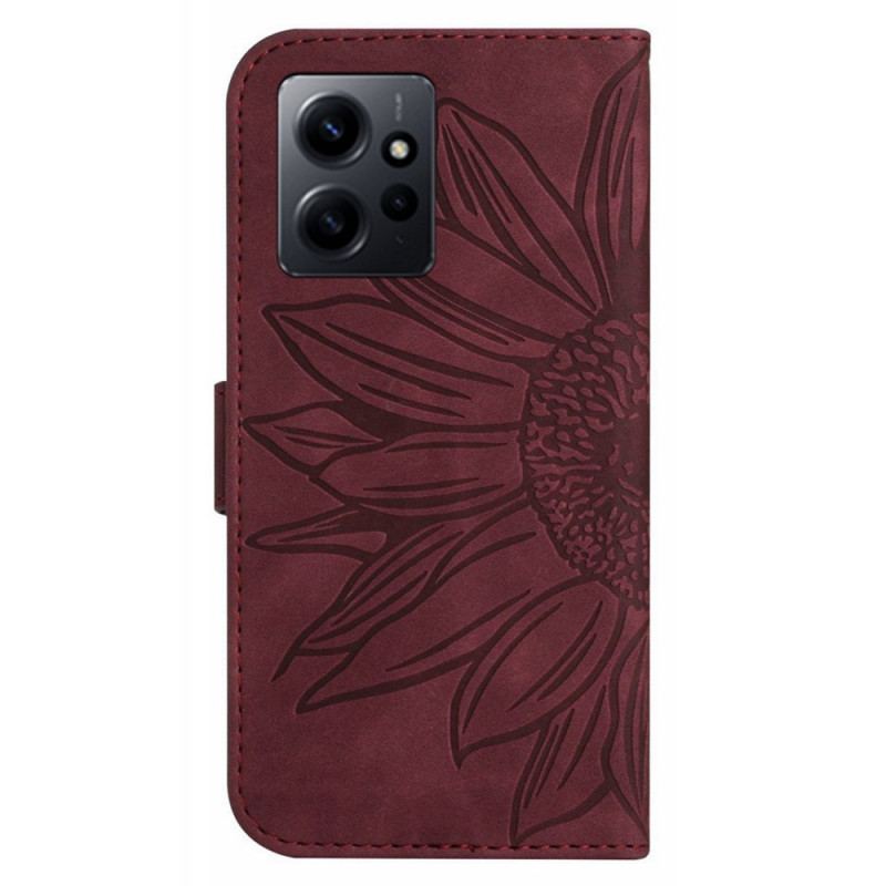 Capa Flip Para Xiaomi Redmi Note 12 4G De Cordão Girassol Strappy