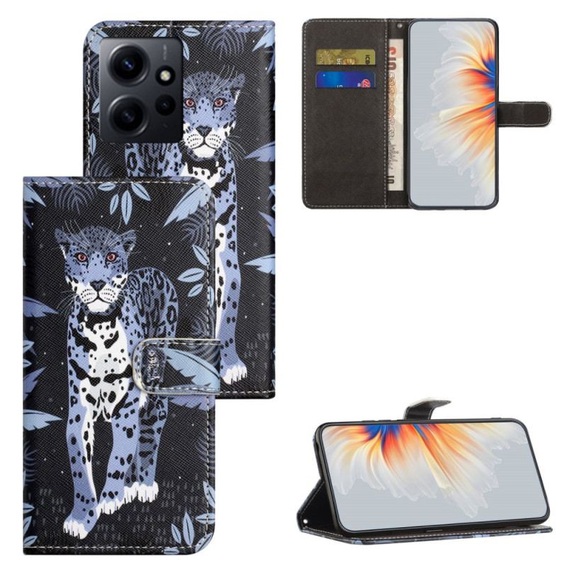 Capa Flip Para Xiaomi Redmi Note 12 4G De Cordão Leopardo Strappy