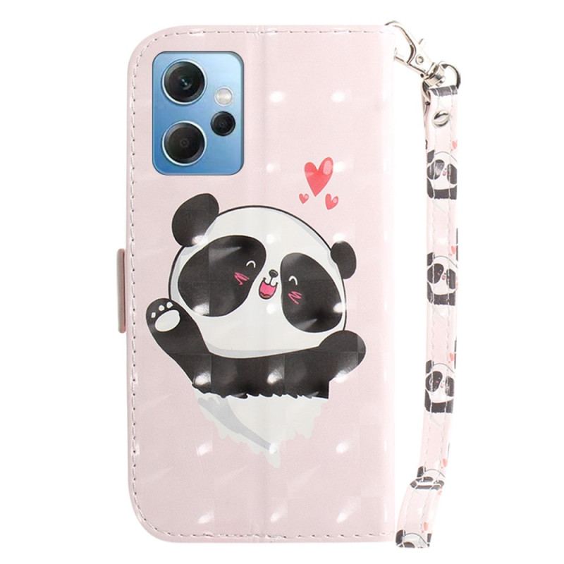 Capa Flip Para Xiaomi Redmi Note 12 4G De Cordão Panda Love Com Cordão