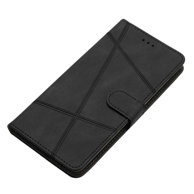 Capa Flip Para Xiaomi Redmi Note 12 4G De Cordão Tiras Geométricas