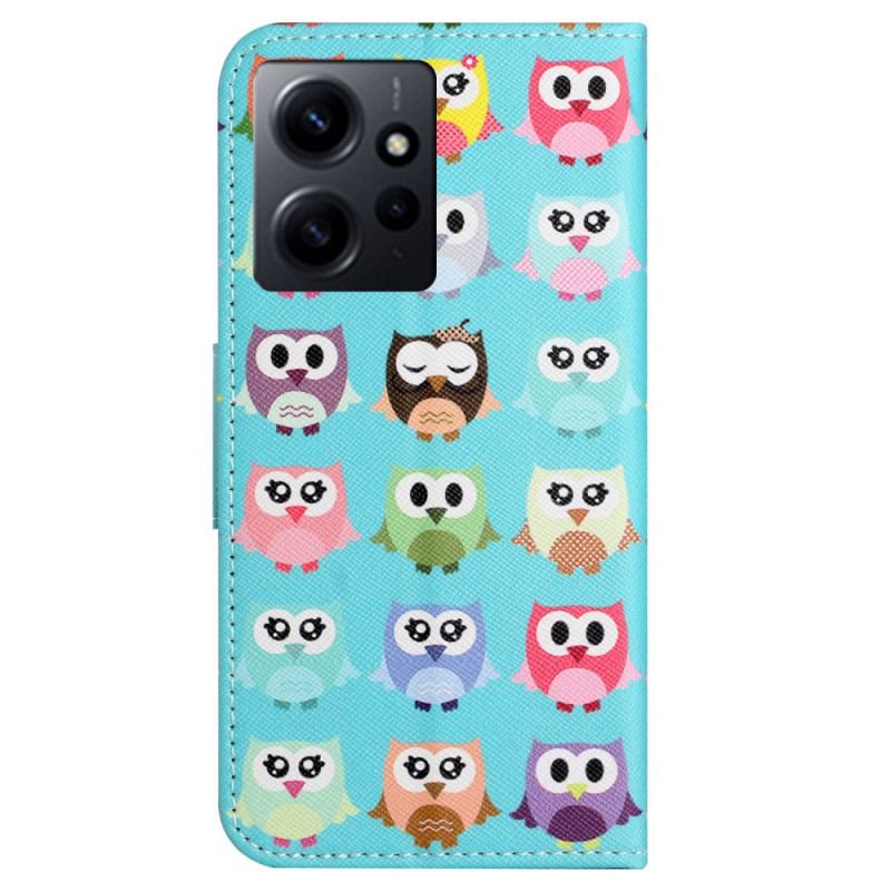 Capa Flip Para Xiaomi Redmi Note 12 4G Corujas