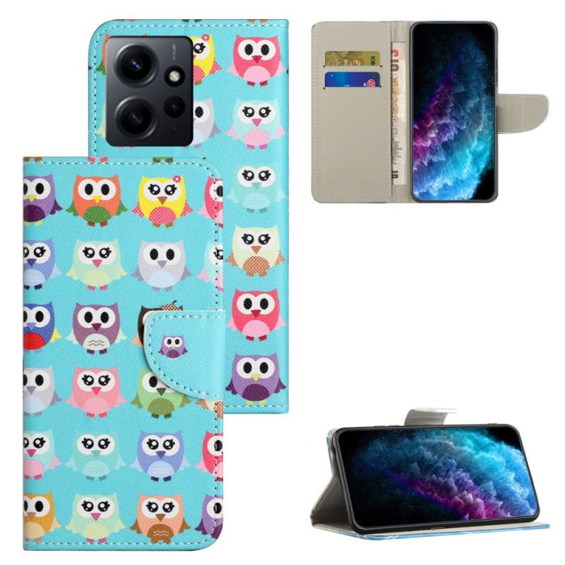 Capa Flip Para Xiaomi Redmi Note 12 4G Corujas