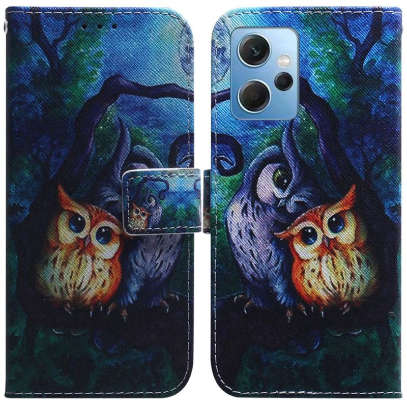 Capa Flip Para Xiaomi Redmi Note 12 4G Corujas Pintando