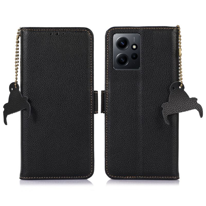 Capa Flip Para Xiaomi Redmi Note 12 4G Couro Texturizado Rfid Genuíno