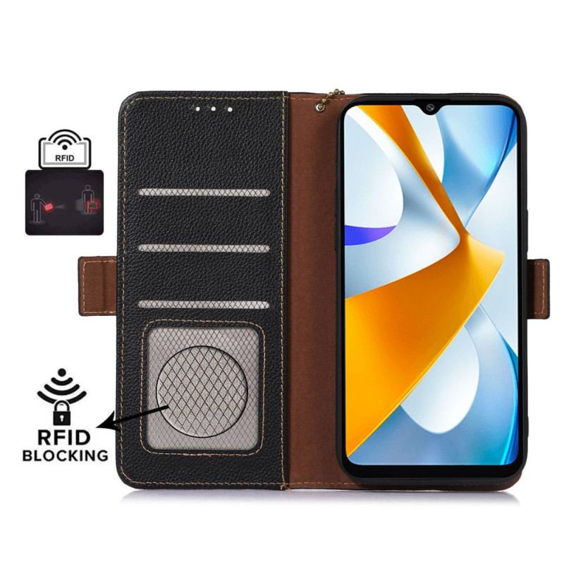 Capa Flip Para Xiaomi Redmi Note 12 4G Couro Texturizado Rfid Genuíno