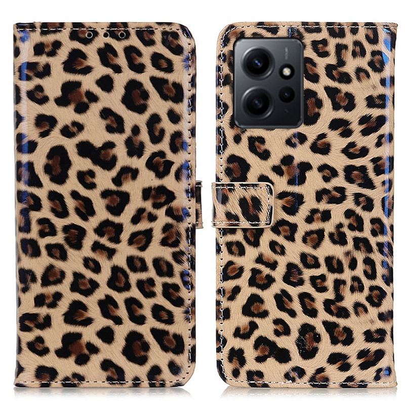 Capa Flip Para Xiaomi Redmi Note 12 4G Efeito Pele De Leopardo