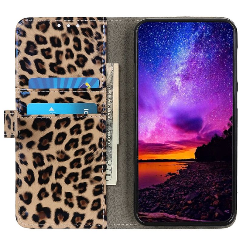 Capa Flip Para Xiaomi Redmi Note 12 4G Efeito Pele De Leopardo