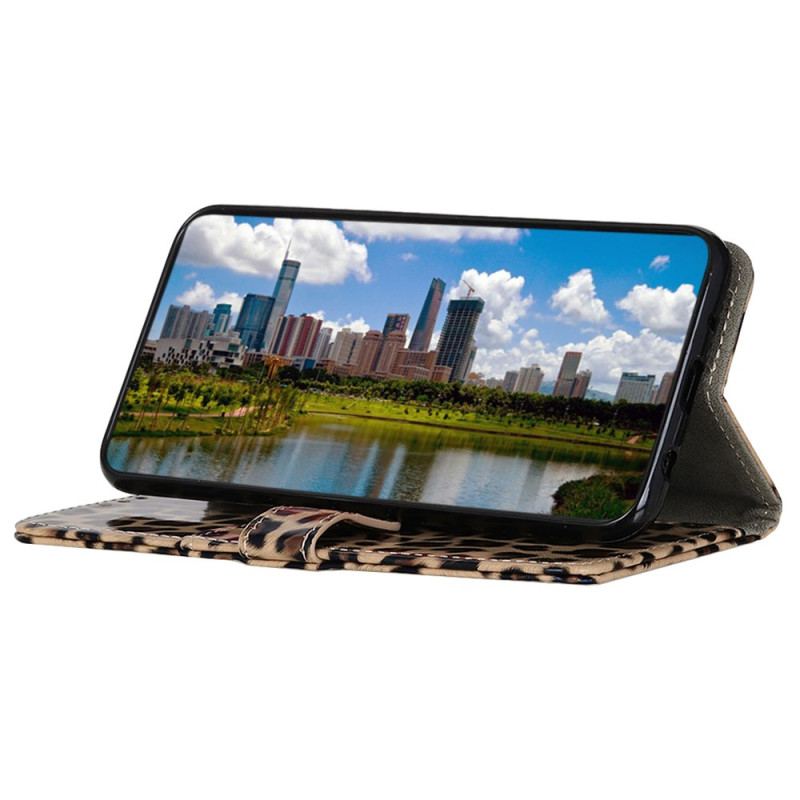 Capa Flip Para Xiaomi Redmi Note 12 4G Efeito Pele De Leopardo