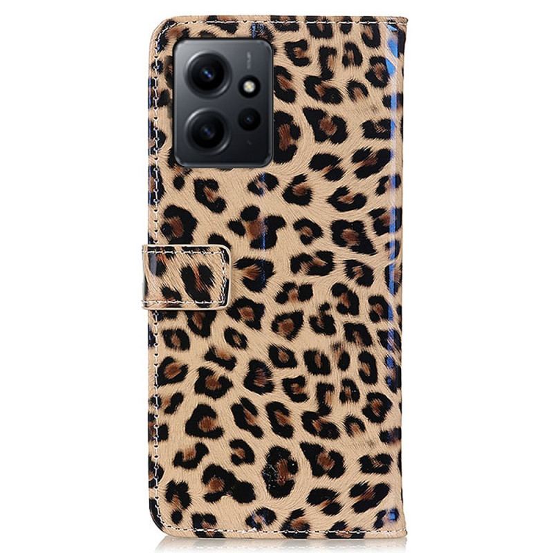 Capa Flip Para Xiaomi Redmi Note 12 4G Efeito Pele De Leopardo