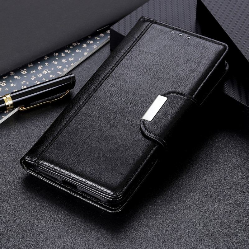 Capa Flip Para Xiaomi Redmi Note 12 4G Fecho De Prata