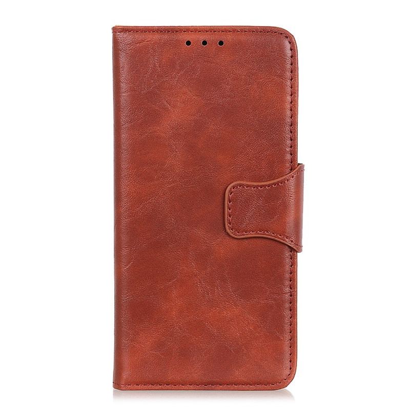 Capa Flip Para Xiaomi Redmi Note 12 4G Fecho Reversível De Couro Rachado