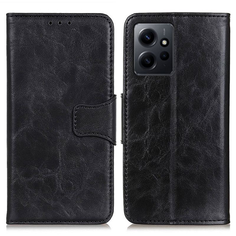 Capa Flip Para Xiaomi Redmi Note 12 4G Fecho Reversível De Couro Rachado