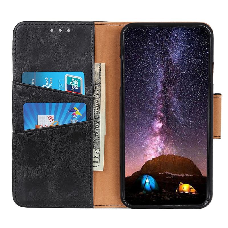 Capa Flip Para Xiaomi Redmi Note 12 4G Fecho Reversível De Couro Rachado