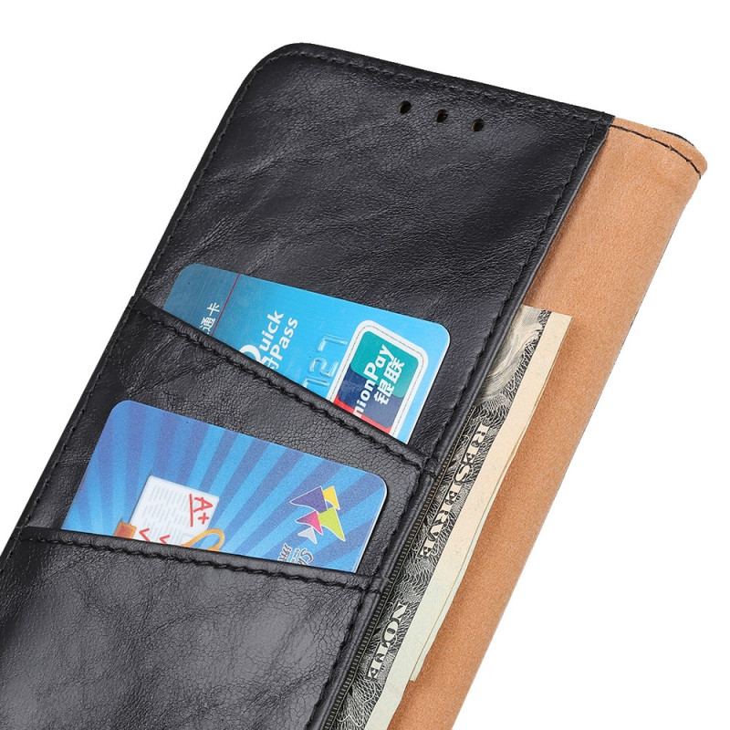 Capa Flip Para Xiaomi Redmi Note 12 4G Fecho Reversível De Couro Rachado