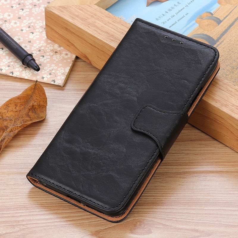 Capa Flip Para Xiaomi Redmi Note 12 4G Fecho Reversível De Couro Rachado