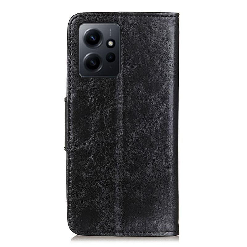 Capa Flip Para Xiaomi Redmi Note 12 4G Fecho Reversível De Couro Rachado