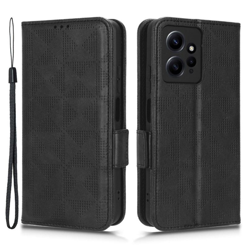 Capa Flip Para Xiaomi Redmi Note 12 4G Triângulos Com Cordão