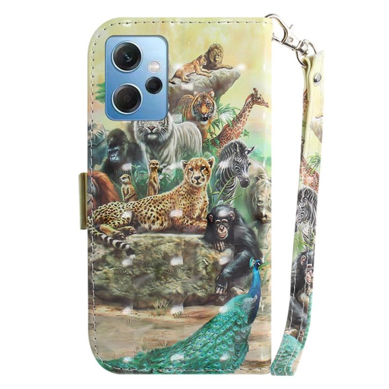 Capa Folio Para Xiaomi Redmi Note 12 4G De Cordão Animais De Safári Tanga