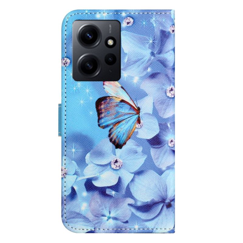 Capa Folio Para Xiaomi Redmi Note 12 4G De Cordão Cinta Azul