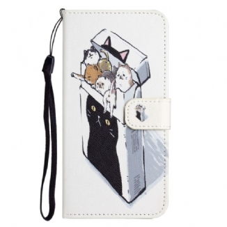 Capa Folio Para Xiaomi Redmi Note 12 4G De Cordão Gatos Tangas