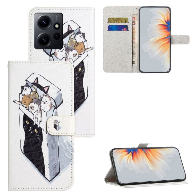 Capa Folio Para Xiaomi Redmi Note 12 4G De Cordão Gatos Tangas