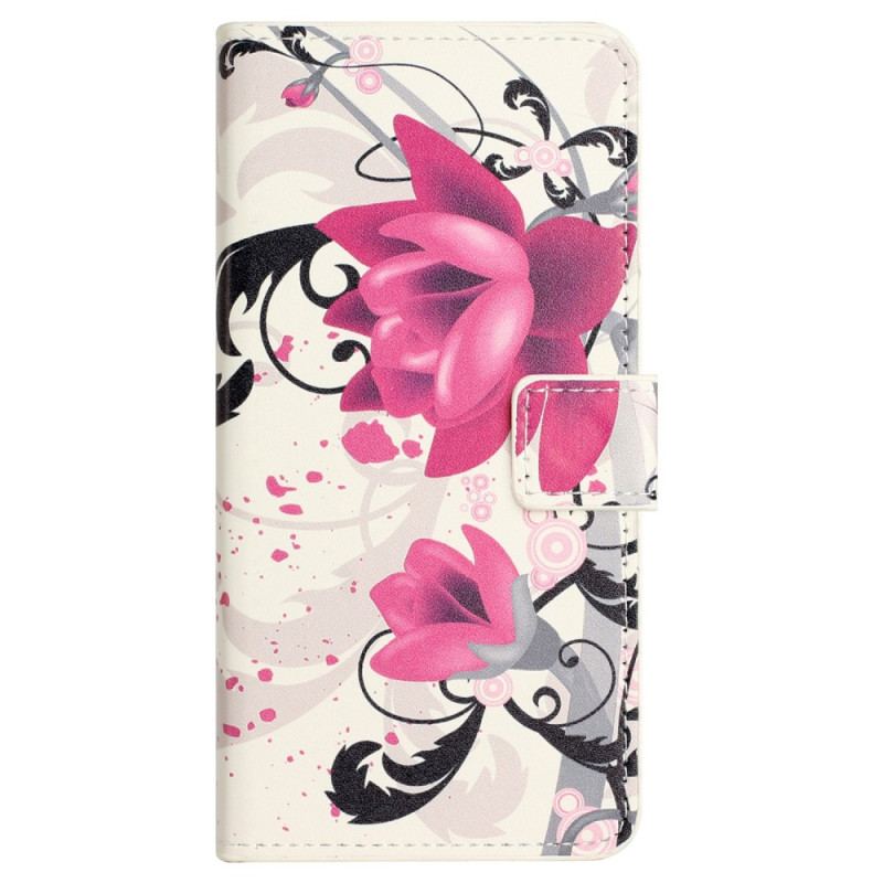 Capa Folio Para Xiaomi Redmi Note 12 4G Flores Tropicais