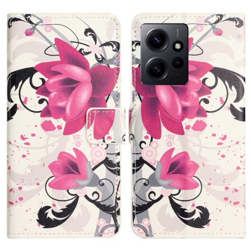 Capa Folio Para Xiaomi Redmi Note 12 4G Flores Tropicais