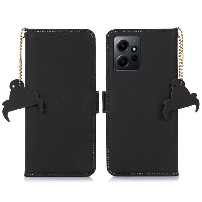 Capa Folio Para Xiaomi Redmi Note 12 4G Rfid De Couro Genuíno