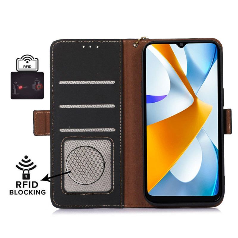 Capa Folio Para Xiaomi Redmi Note 12 4G Rfid De Couro Genuíno