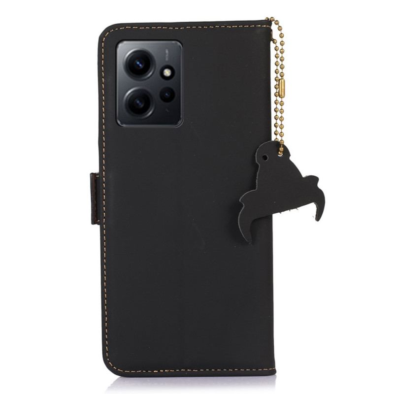 Capa Folio Para Xiaomi Redmi Note 12 4G Rfid De Couro Genuíno