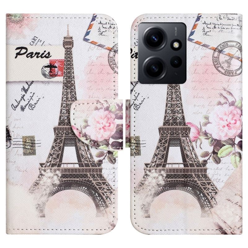 Capa Folio Para Xiaomi Redmi Note 12 4G Torre Eiffel