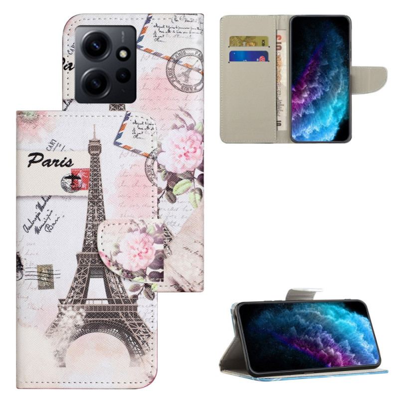 Capa Folio Para Xiaomi Redmi Note 12 4G Torre Eiffel