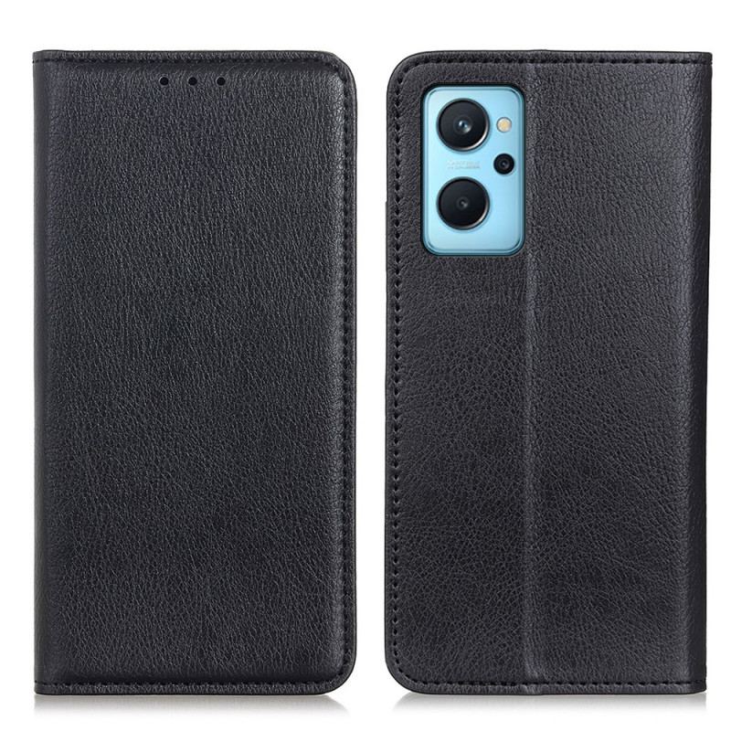 Capa De Celular Para Realme 9i Flip Couro Dividido Textura Lichia