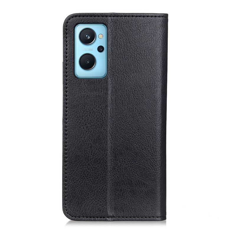 Capa De Celular Para Realme 9i Flip Couro Dividido Textura Lichia